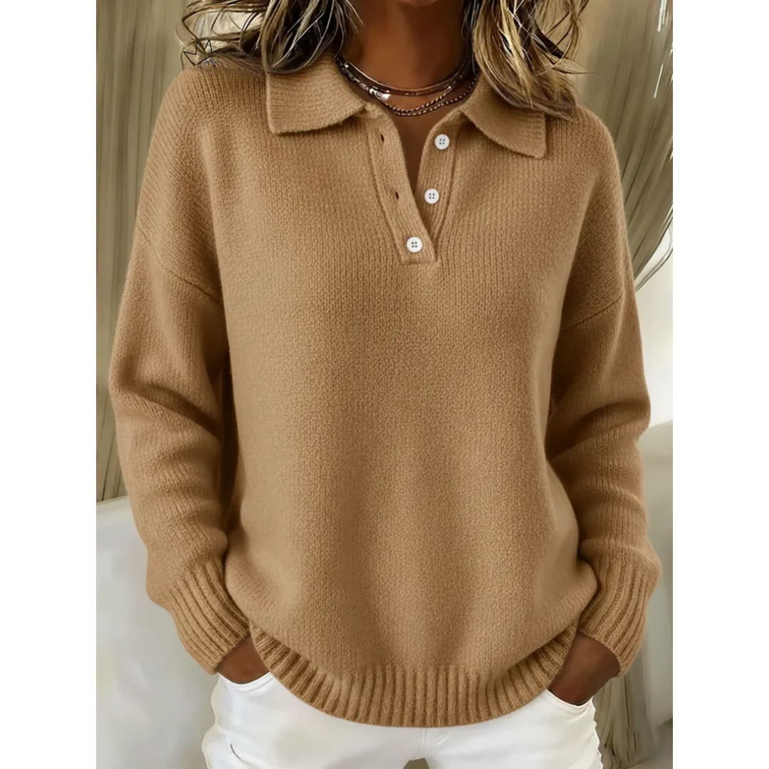 Jersey polo mujer de punto suave con cuello