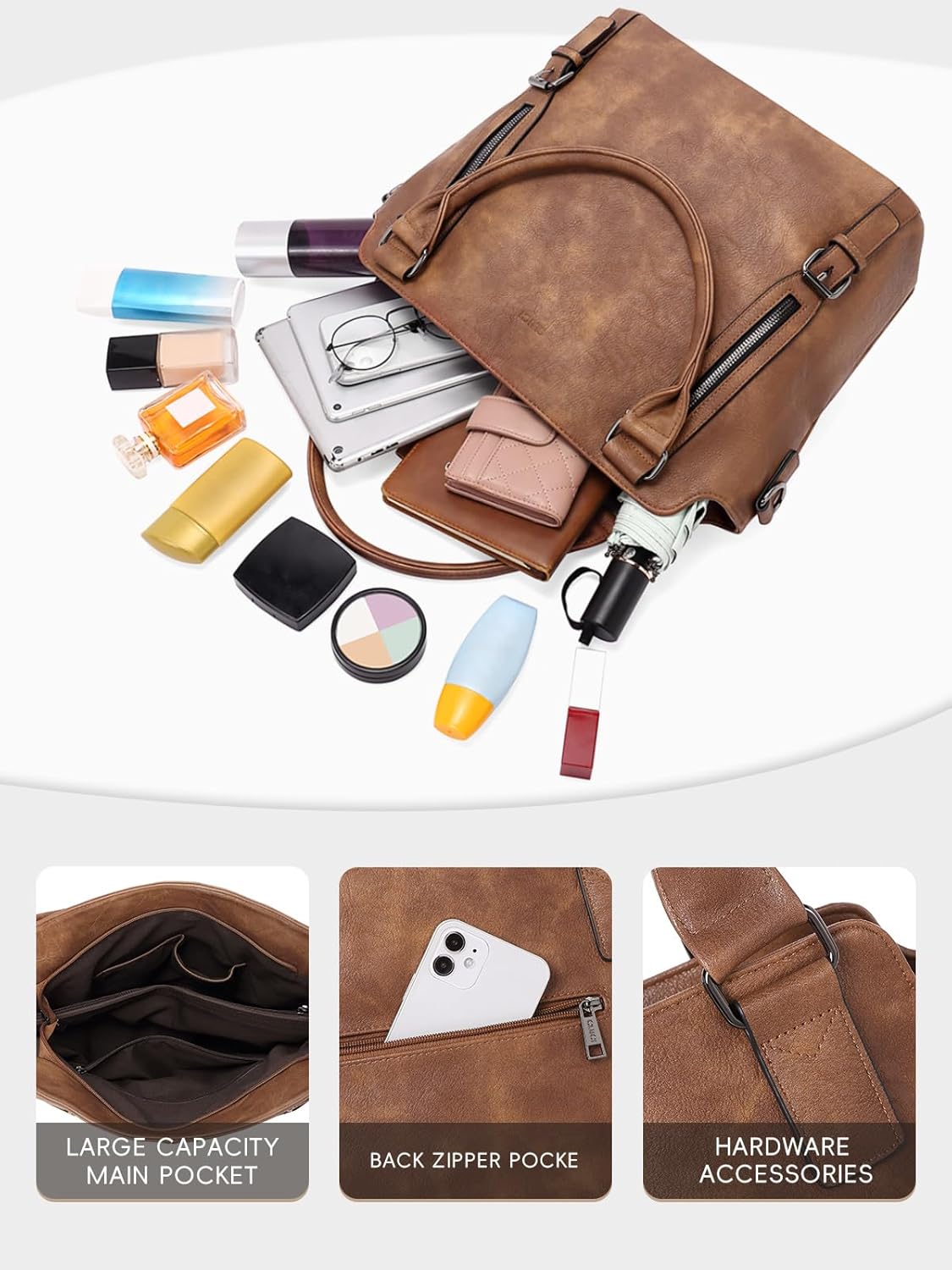 Bolso mujer diario efecto piel organizado