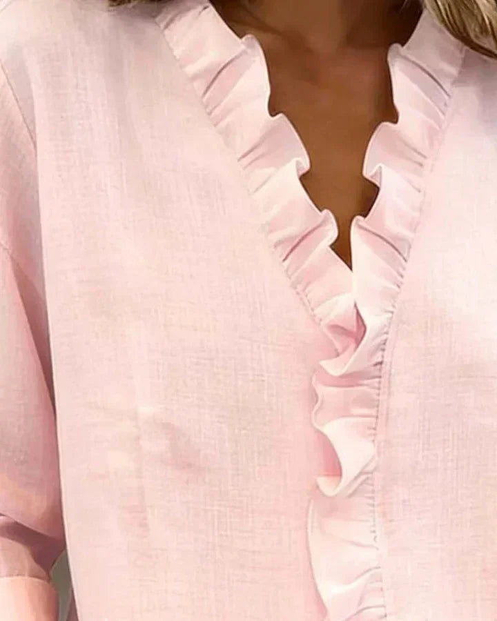 Anora | Blusa con Volantes y Cuello en V