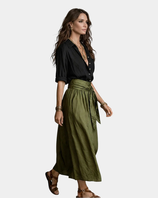 Dione | Falda Midi + Camisa Negra de Regalo