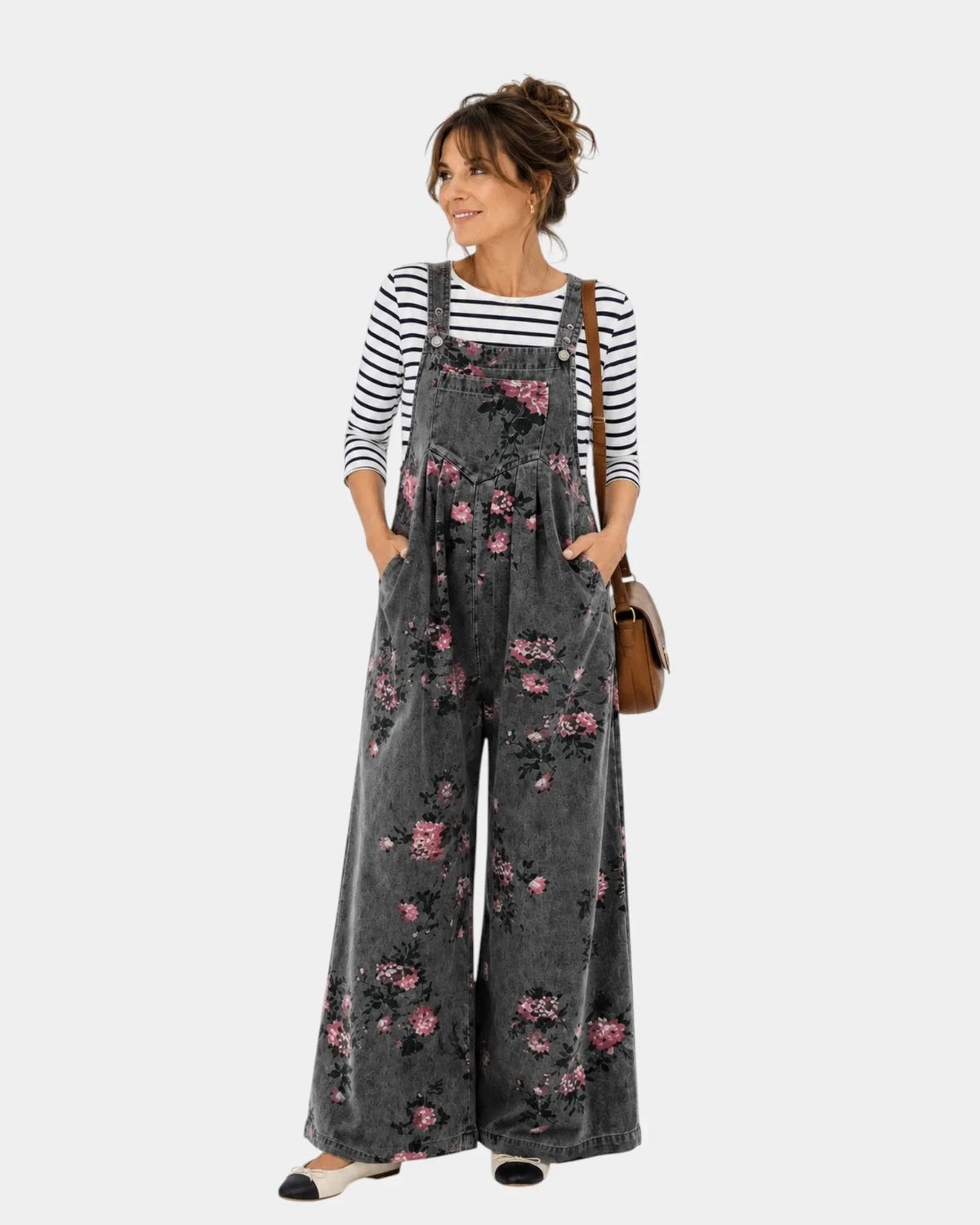 Norelle | Pantalón de Tirantes de Mezclilla con Estampado Floral