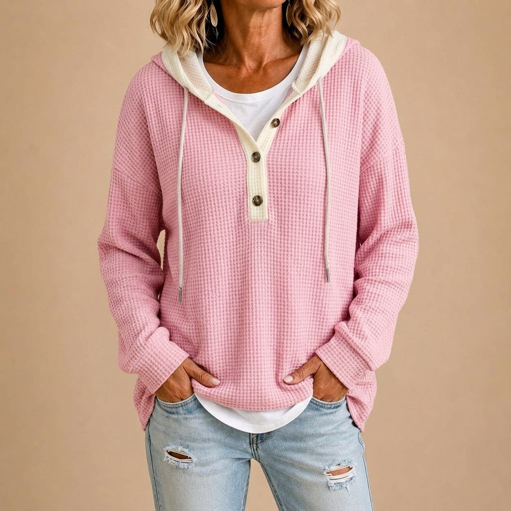 Poncho de Punto TIZIANA con Capucha y Botones
