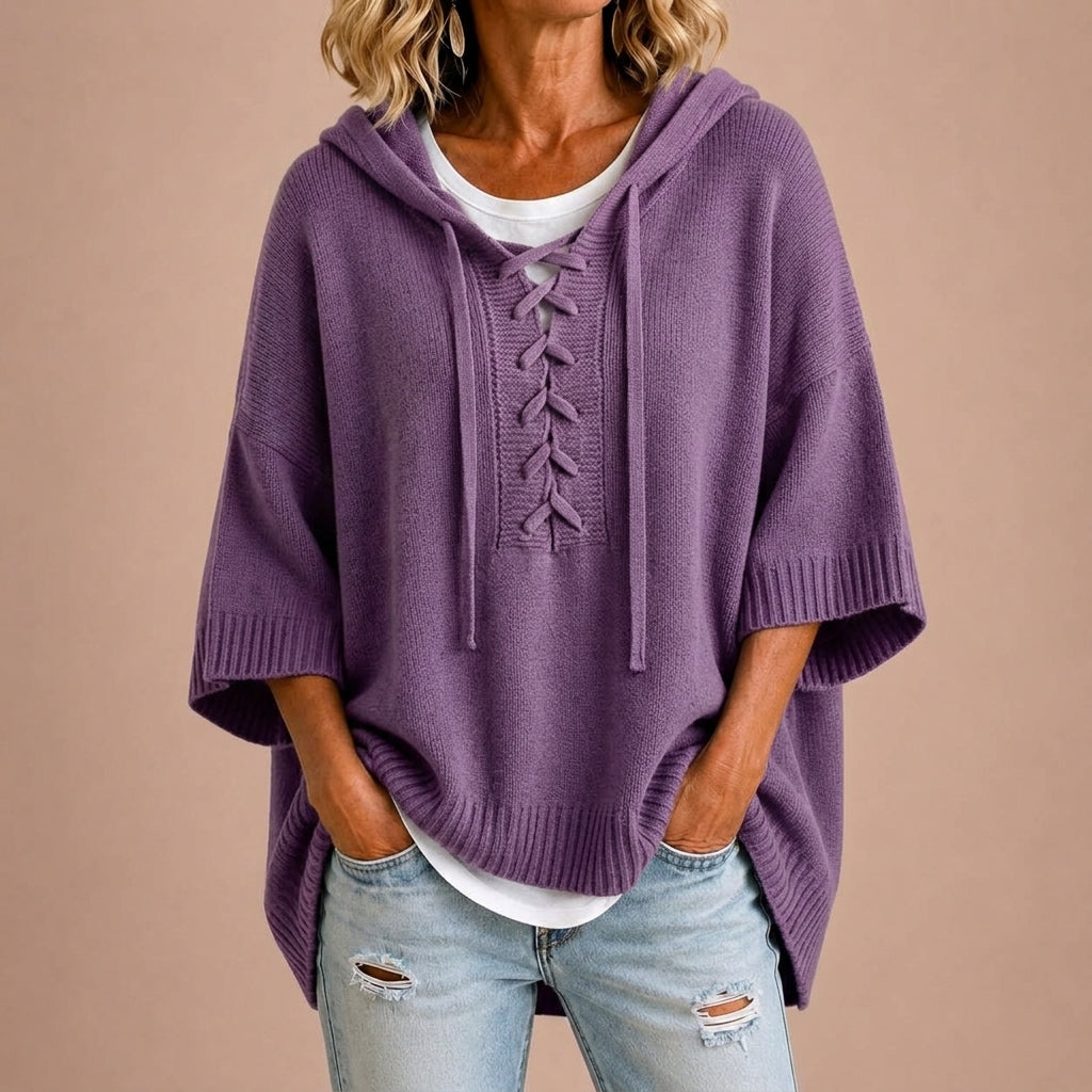 Poncho CLAUDIA de Punto con Capucha