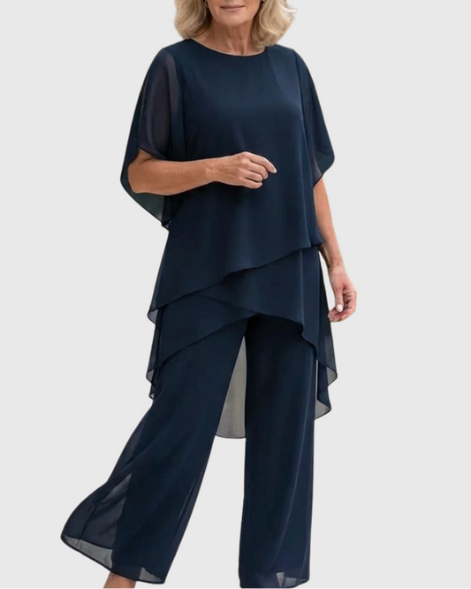 Conjunto de fiesta mujer blusa de gasa y pantalón ancho