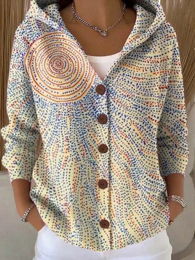 Cárdigan mujer estampado con capucha punto suave