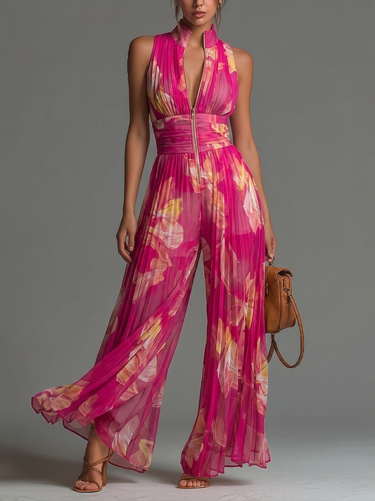 Mono Zsófia - Chifón Plisado Floral Fucsia