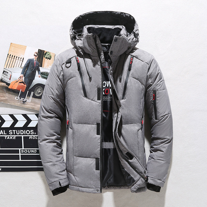 Alonso | Chaqueta Acolchada con Capucha y Cuello Alto para Hombre - Gris