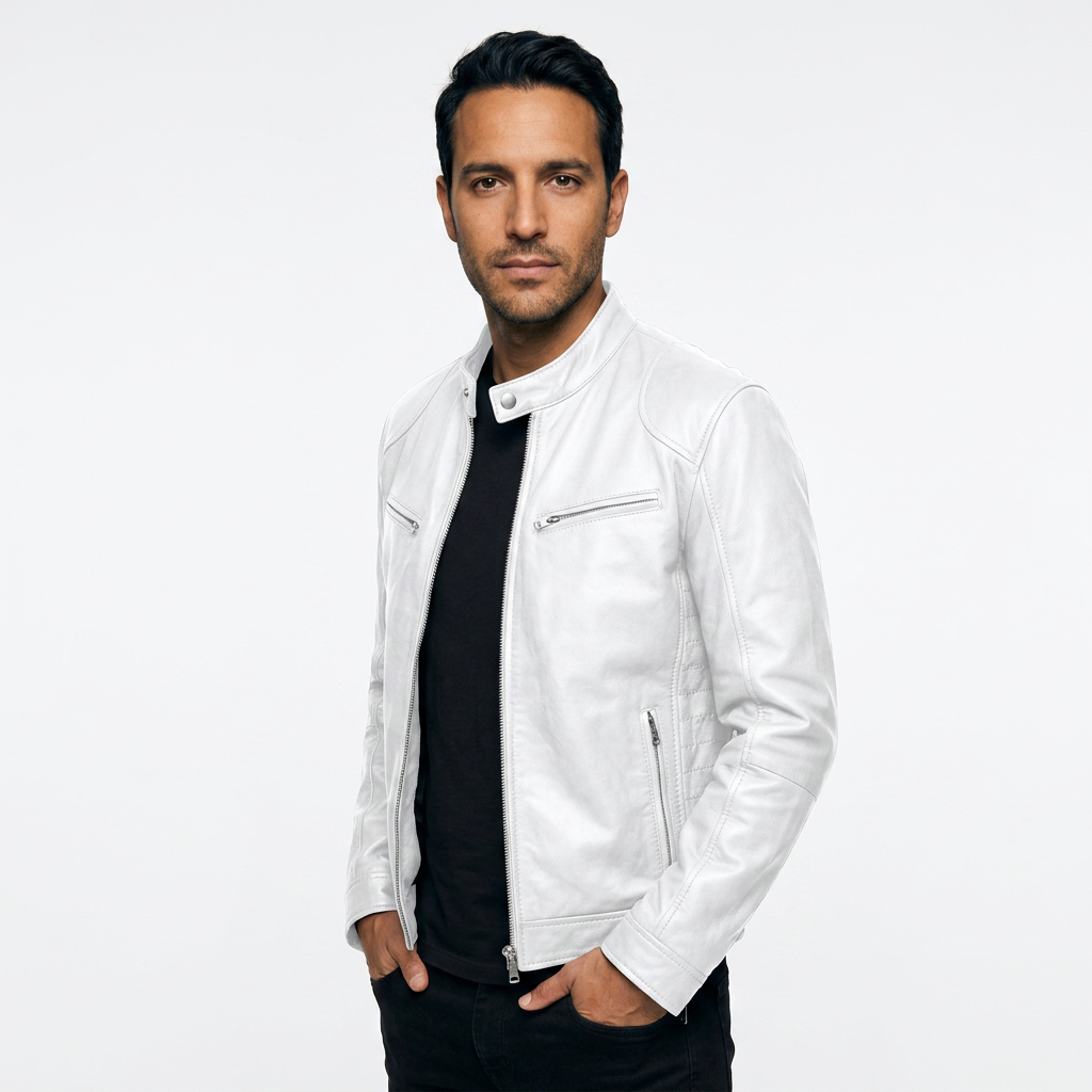 Chaqueta biker de hombre efecto piel con cuello alto - imagen 10