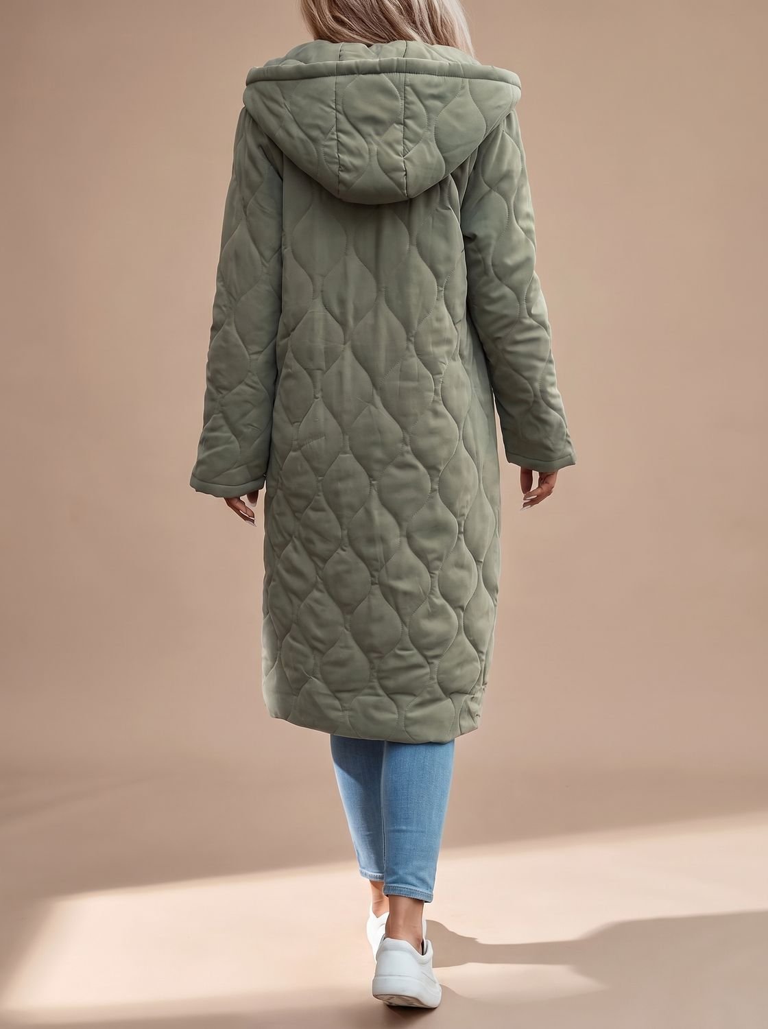Bernarda | Abrigo Midi Acolchado con Capucha y Cremallera para Mujer