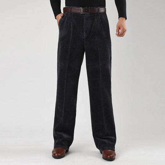 Pantalón de pana de hombre con pinzas y pierna ancha - imagen 2