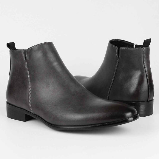 Demetrio | Botines Chelsea de Hombre Efecto Piel con Puntera Afilada - Gris oscuro