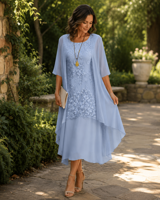 Eleanor | Vestido Elegante de Gasa de Dos Piezas