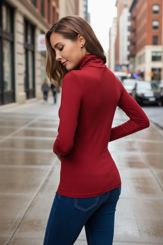 Jersey de cuello alto de punto suave para mujer - Felisa