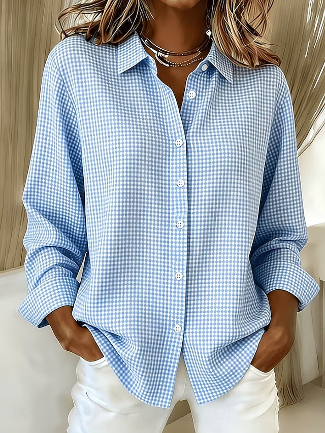 Hillrose™ Blusa Relaxed de Vichy Abotonada