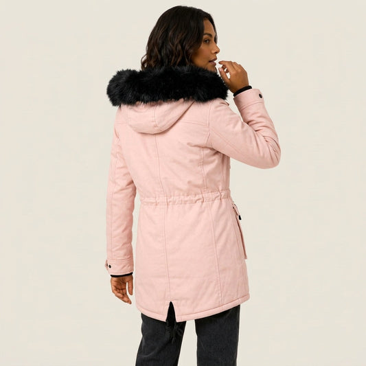 Gertrudis | Parka Acolchada con Capucha de Pelo Sintético y Cintura Ajustable