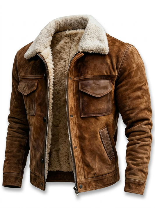 Chaqueta hombre efecto piel con forro sherpa vintage