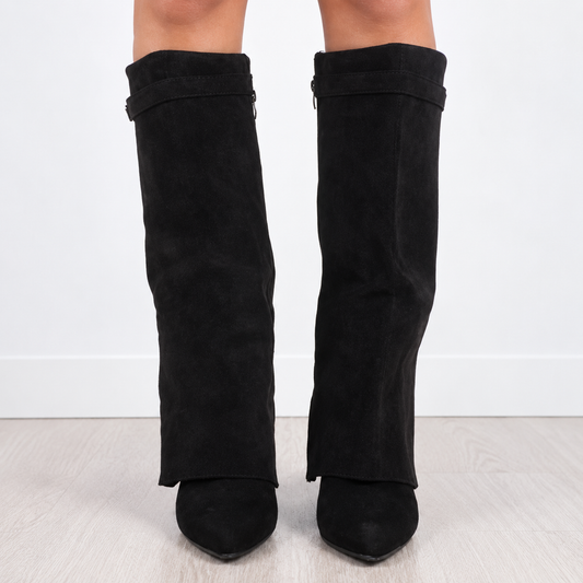 Idoia | Botas Altas de Punta con Caña Doblada y Detalle Metálico - vista 2