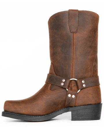 Ildefonso | Botas Moteras de Hombre Efecto Piel con Arnés y Anilla - Coñac
