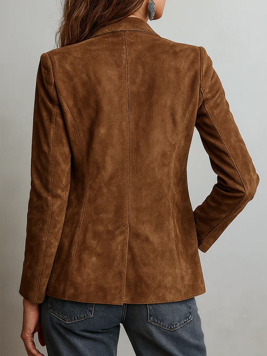 Chaqueta Efecto Ante Vintage con Pespuntes en Contraste - vista 2