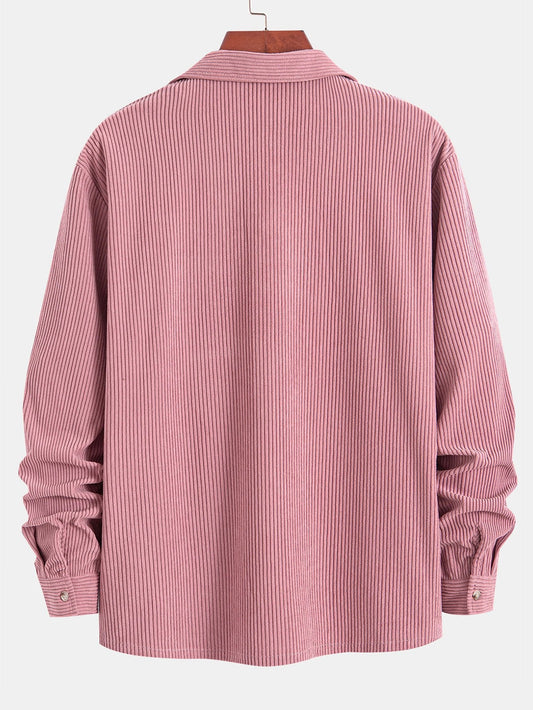 Camisa de Pana de Manga Larga con Cuello Cubano