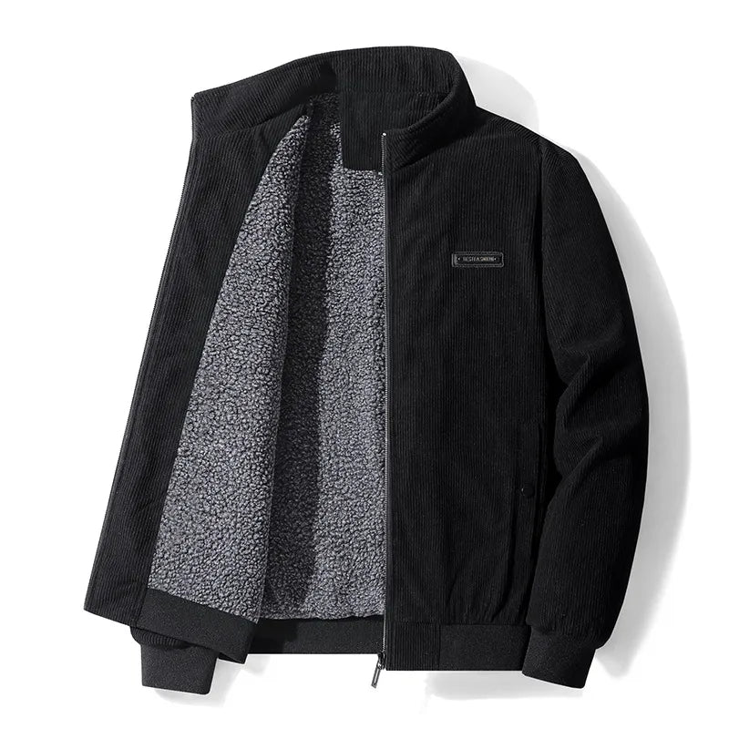 Leandro | Chaqueta de Pana de Hombre con Forro Borreguito - Negro