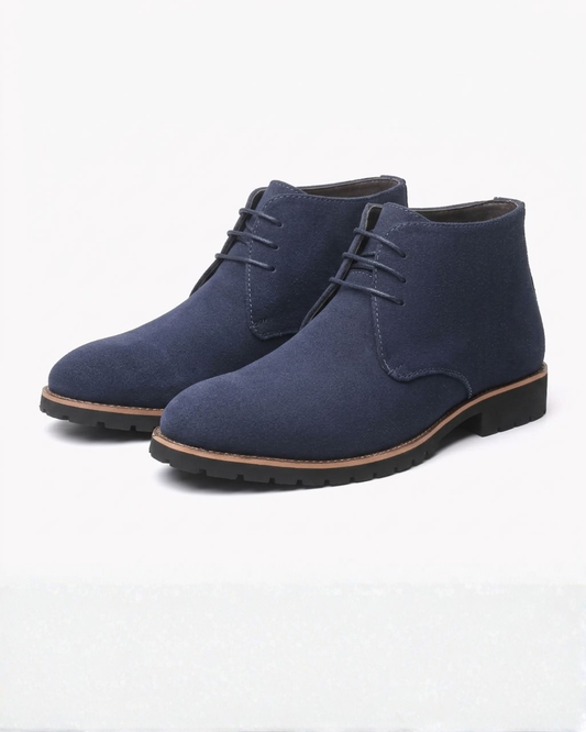 Mario | Botines Chukka de Hombre Efecto Ante con Cordones - Azul marino
