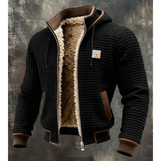 Olegario | Chaqueta con Capucha y Forro Tipo Borrego para Hombre - Negro