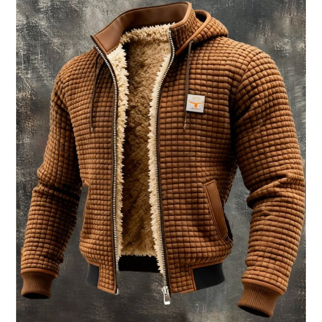 Olegario | Chaqueta con Capucha y Forro Tipo Borrego para Hombre - Marrón