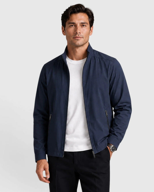 Sancho | Chaqueta de Hombre con Cuello Alto y Cremallera Frontal - Azul marino