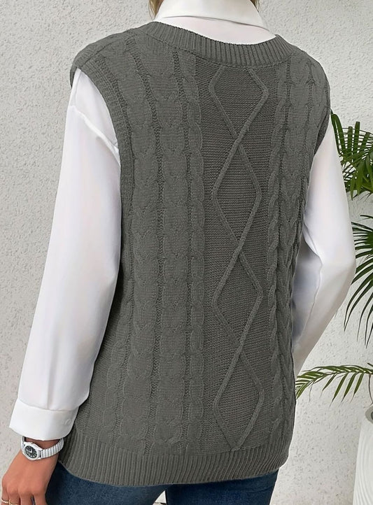 Chaleco de punto ochos mujer cuello pico