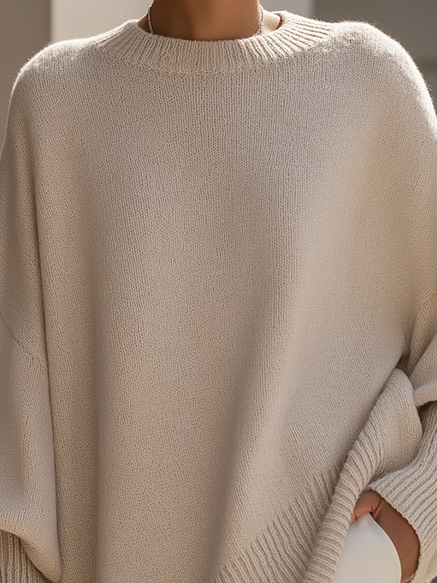 Jersey oversize mujer cuello redondo punto cálido