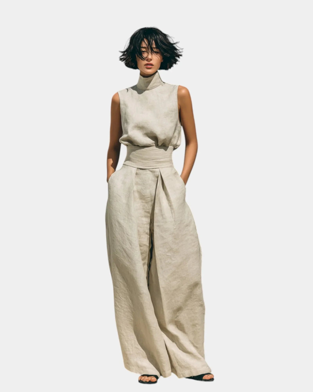 Falyne | Conjunto de Top sin Mangas y Pantalón Ancho Minimalista