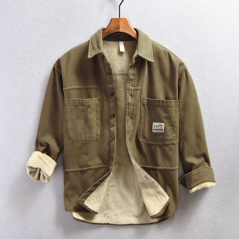 Sobrecamisa polar cargo hombre cálida otoño