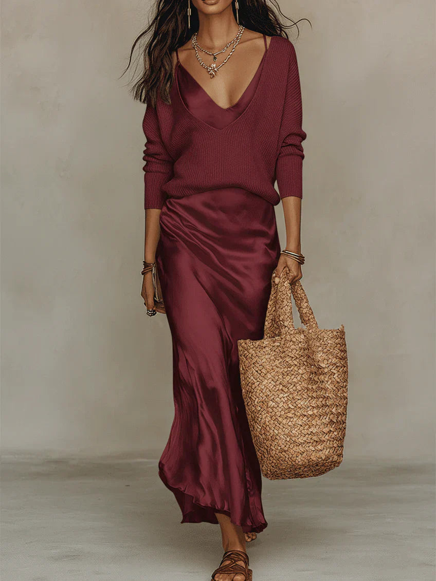 Isabella | Conjunto de Dos Piezas (Punto y Satén)
