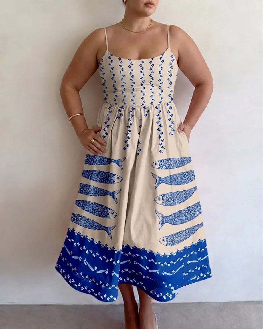 Elowette | Azul Harbor Vestido Midi