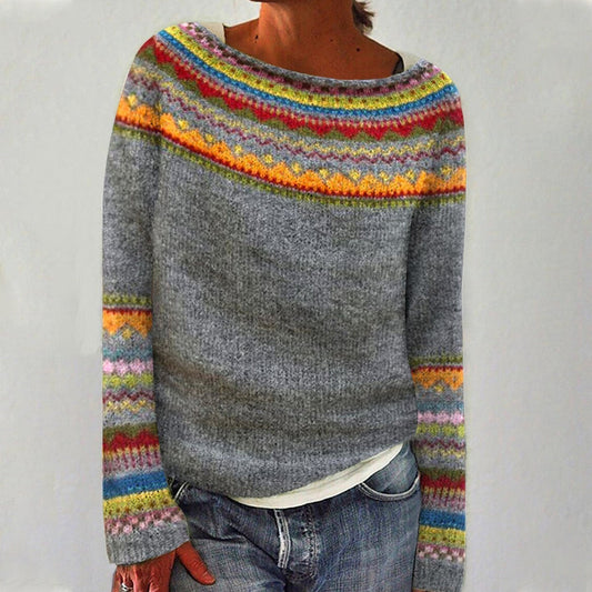 Jersey punto retro mujer cómodo corte relajado