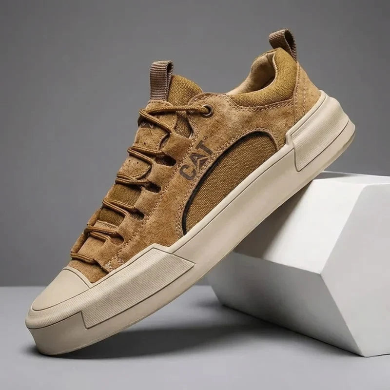 Zapatillas urbanas hombre efecto piel con malla transpirable
