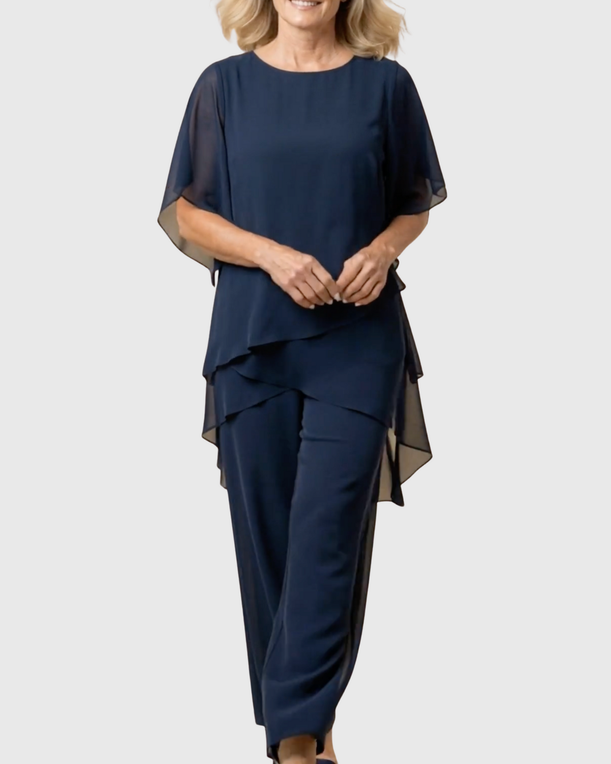 Conjunto de fiesta mujer blusa de gasa y pantalón ancho