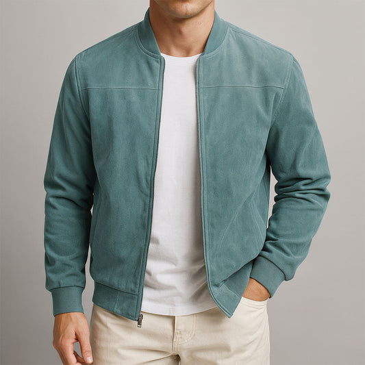 Chaqueta efecto ante hombre con botones y bolsillos