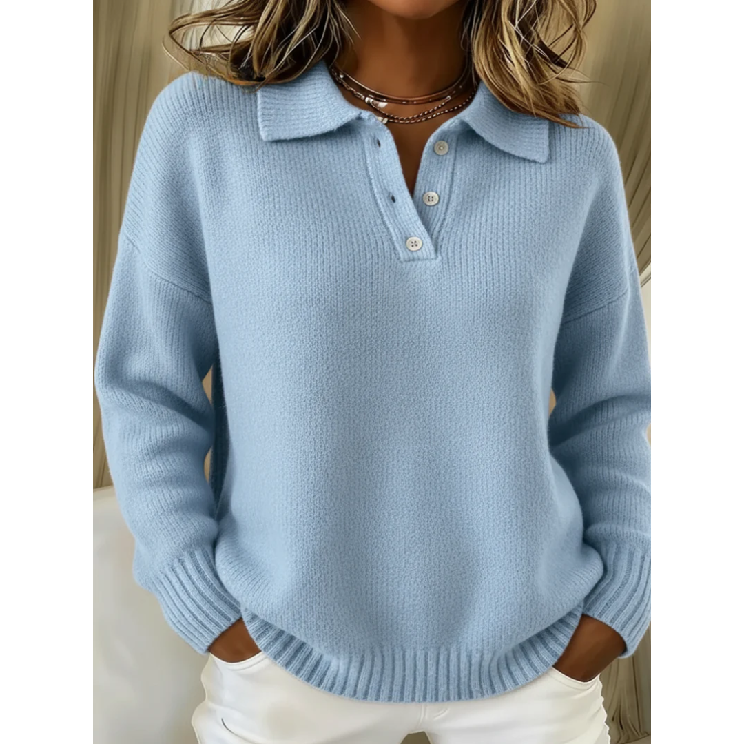 Jersey polo mujer de punto suave con cuello