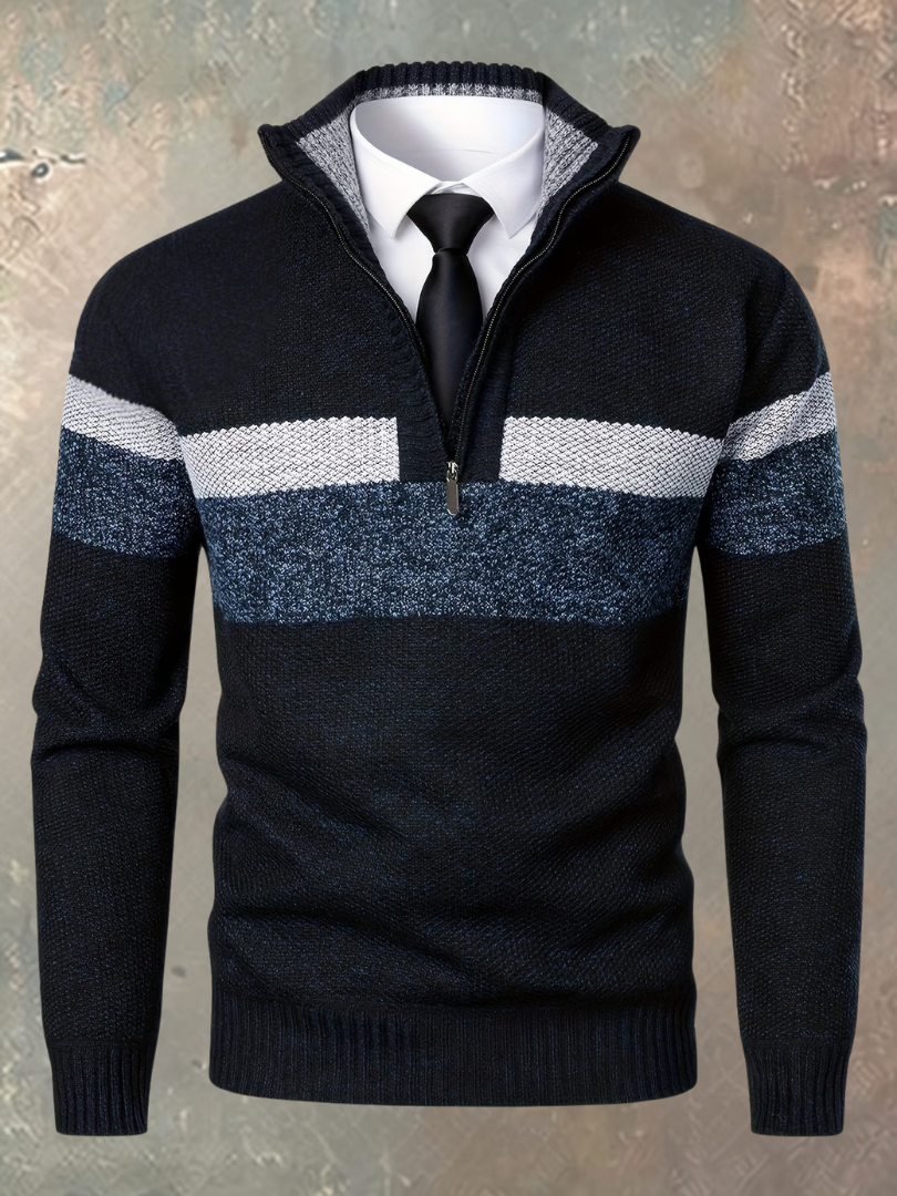 Jersey hombre media cremallera elegante con paneles