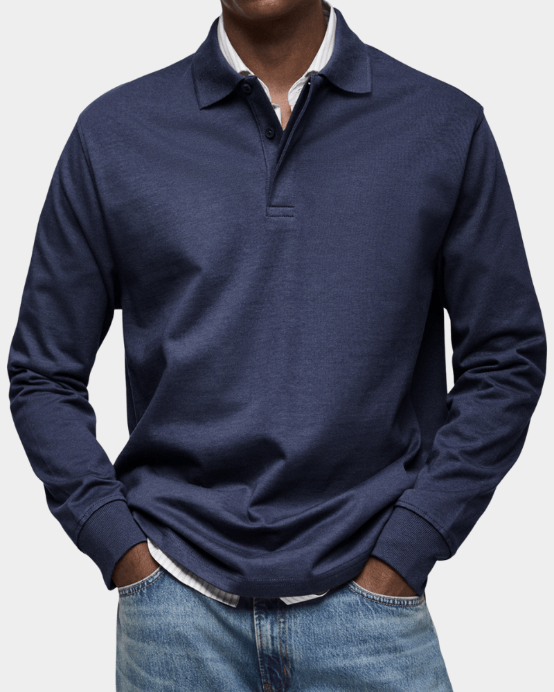 Polo manga larga hombre otoño con cuello estructurado