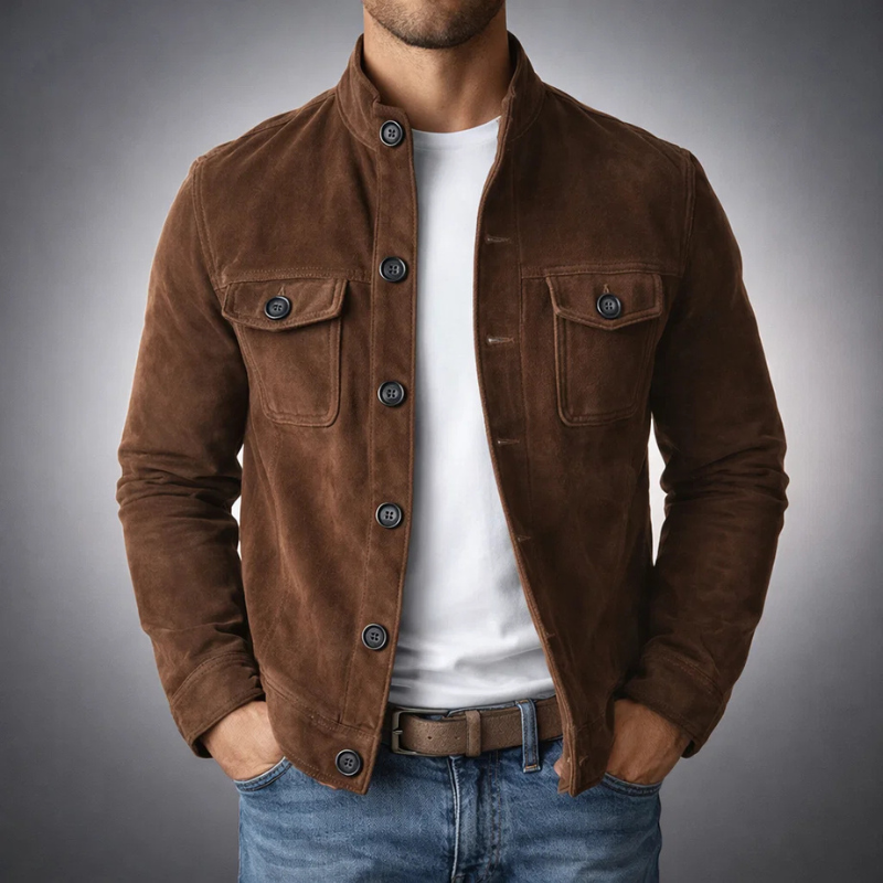 Bomber efecto ante hombre con cuello elástico premium