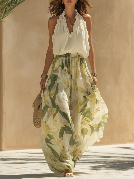 Lysandra | Conjunto Fluido Impreso Lirio Elegante