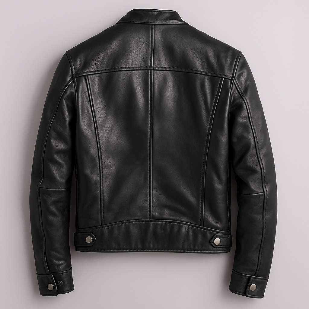 Chaqueta efecto piel hombre vintage con cremallera