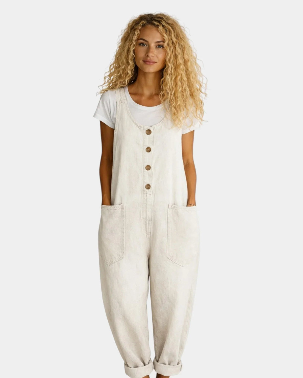 Lorena | Pantalón de Tirantes de Denim de Algodón Vintage Lavado