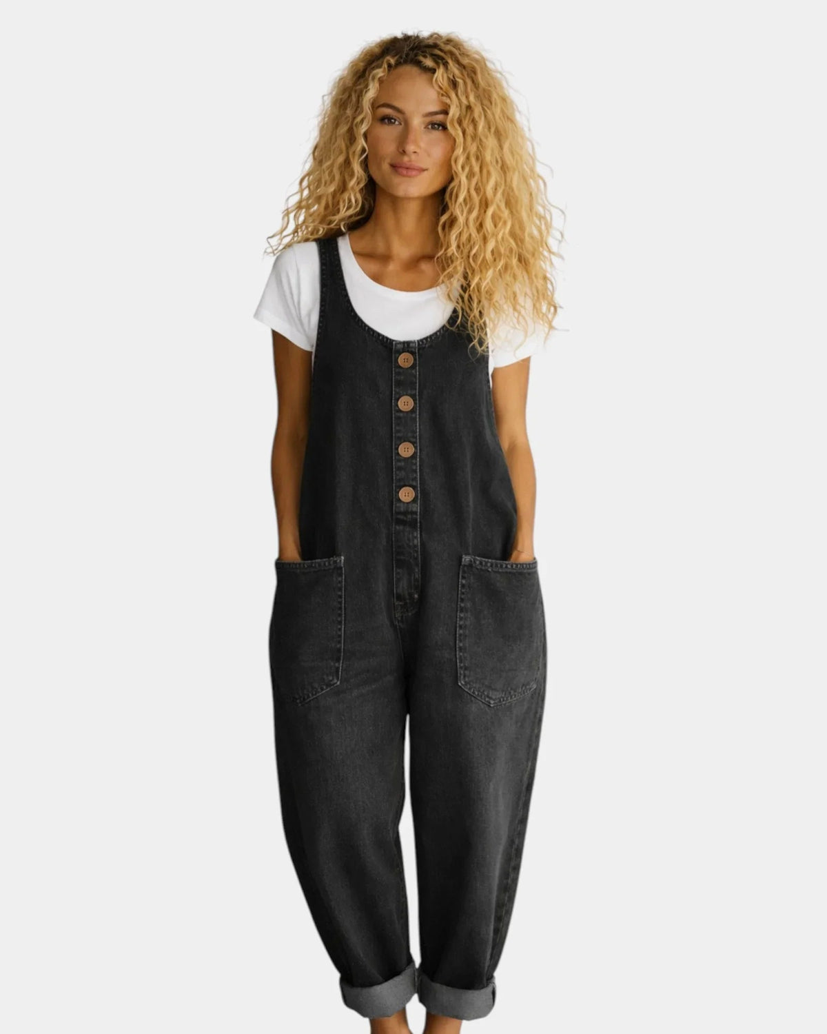 Lorena | Pantalón de Tirantes de Denim de Algodón Vintage Lavado