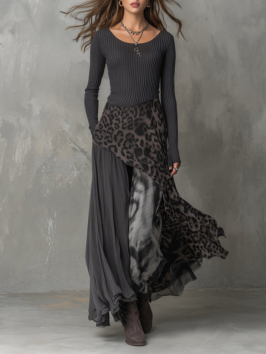 Bárbara | Vestido Maxi Bohemio con Estampado Animal