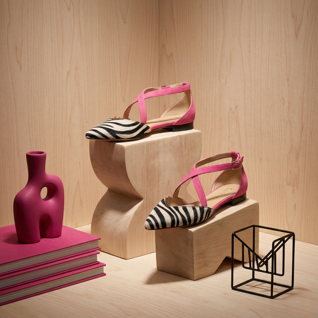 Fern | Bailarinas de Cintas Cruzadas con Estampado Cebra