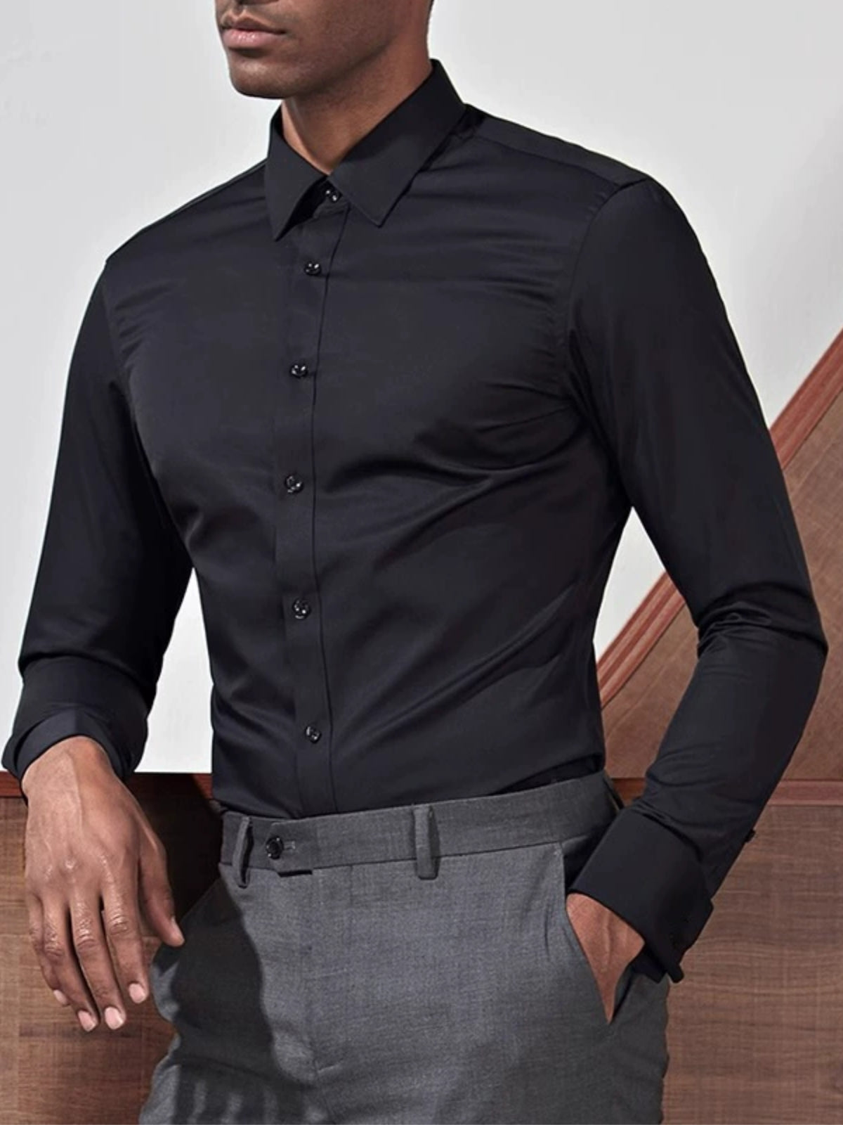 Camisa vestir hombre elástica antiarrugas